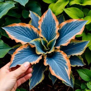 Хоста Океан Вью купить по цене от 960р. в интернет-магазине «Посадика» с доставкой почтой в в Марксе и по всей России – [изображение №1].